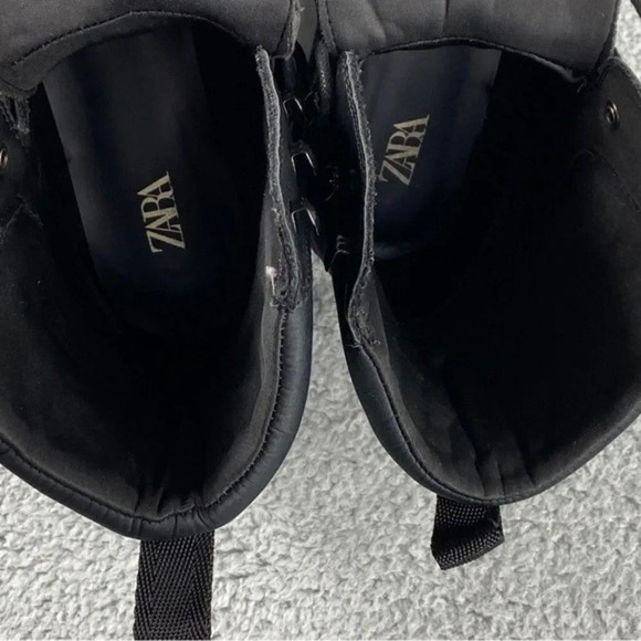 ZARA CHUNKY Ankle Womens‎ 9 Boots Black Combat Shoes Lace Up Platform Wedge - Picture 15 of 16